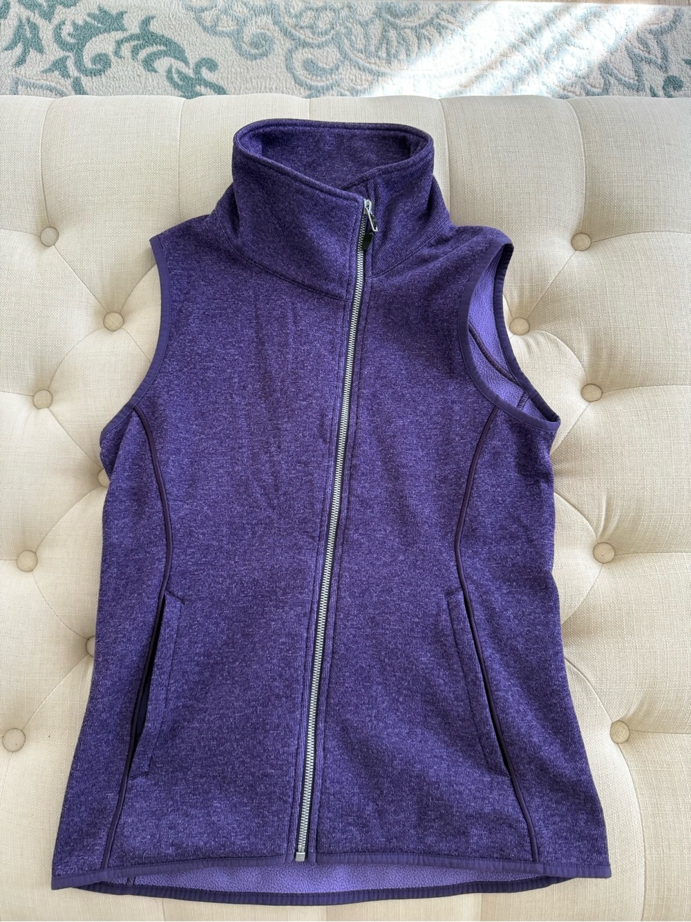 Cutter & Buck Heathered Purple Full-Zip Fleece Vest